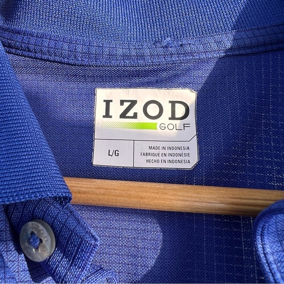 Izod Golf Mens Short Sleeve Polyester Shirt  Blue Performance Size Large - Picture 6 of 7